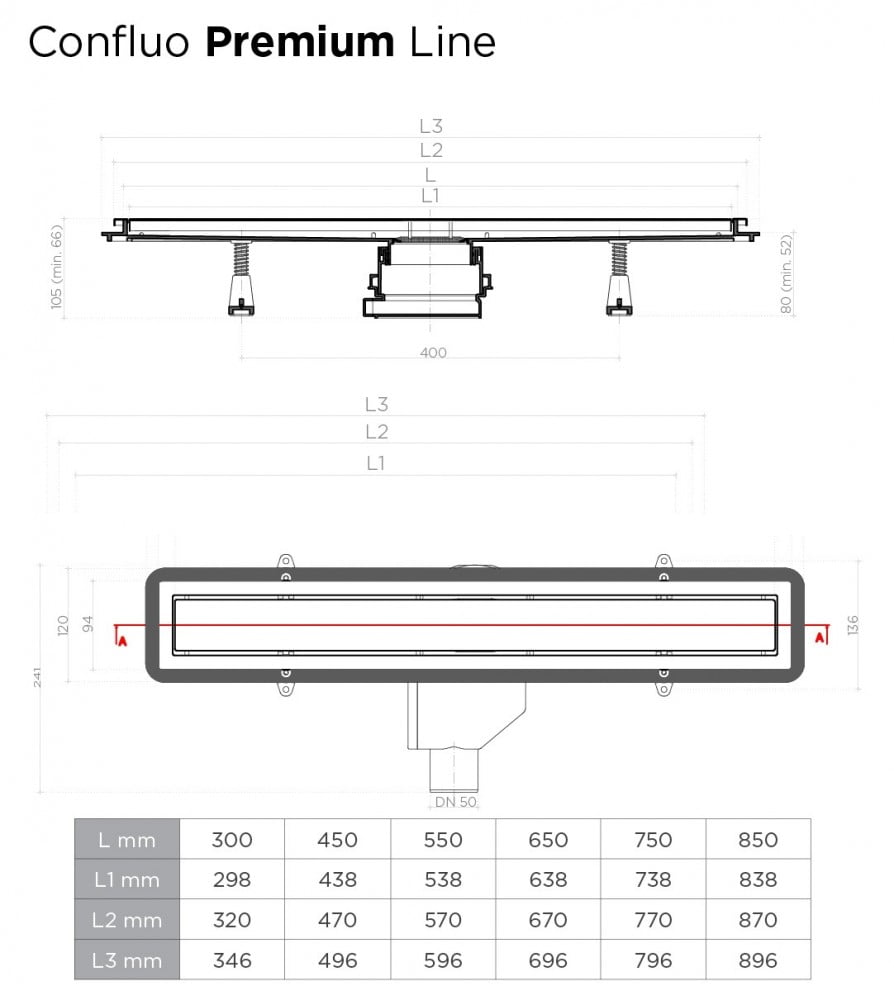 Душевой лоток Pestan Confluo Premium Line 850 белое стекло/сталь 13000285