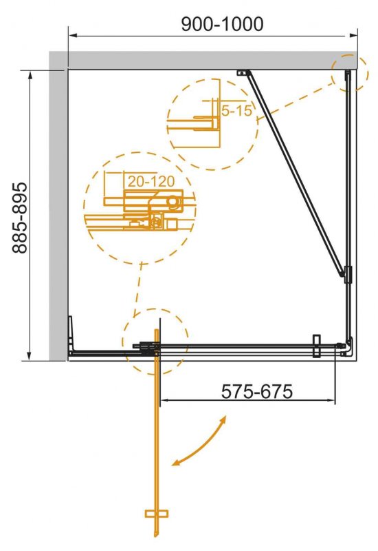 Душевой уголок Cezares Slider SLIDER-AH-1-90-90/100-C-BORO 90x90/100 прозрачное, брашированное золото