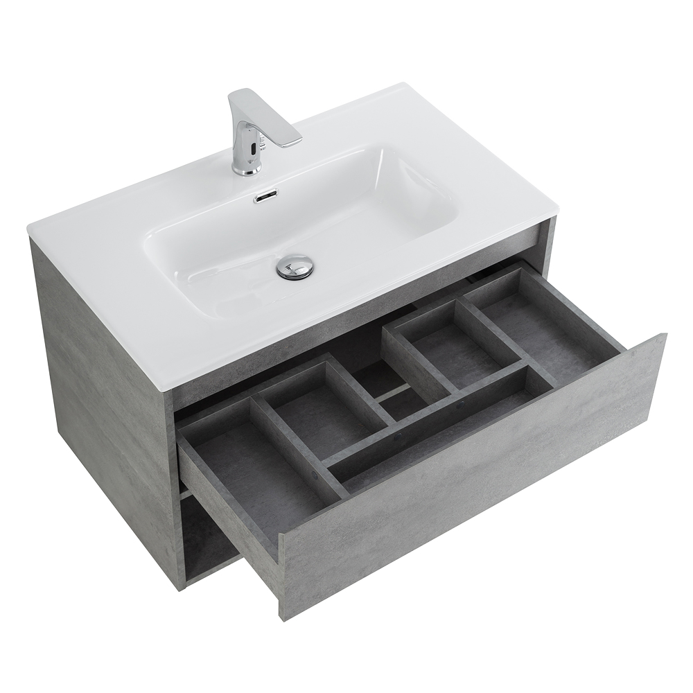 Мебель для ванной BelBagno Kraft 80 см 1 ящик, полка Cemento Grigio