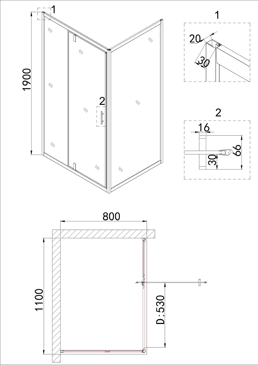 Душевой уголок Niagara Nova NG-63-11A-А80 110x80 прозрачный, хром