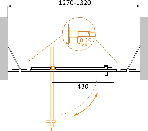 Душевая дверь Cezares MOLVENO-BA-12-70+60-C-Cr-IV 130x195 прозрачная