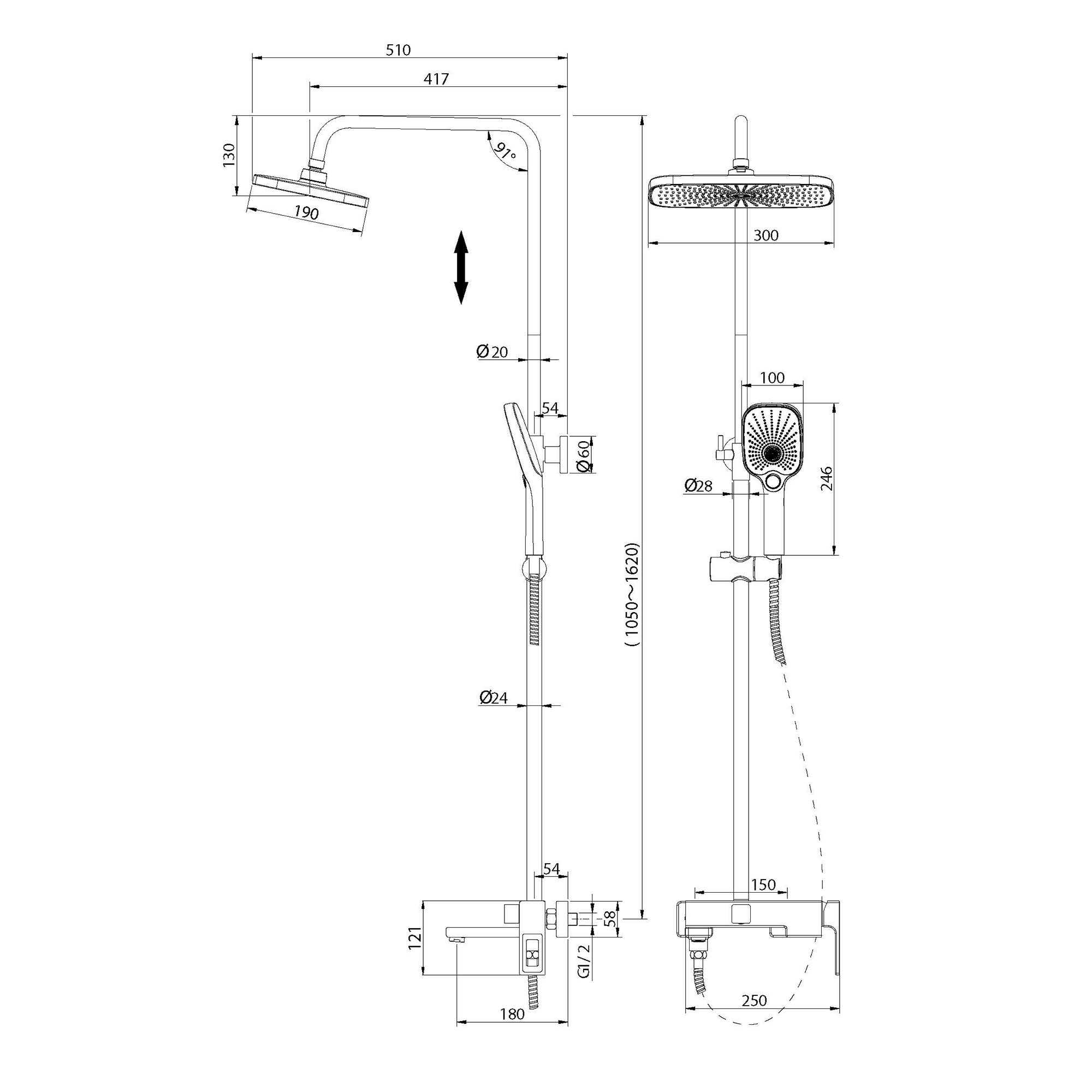 Душевая стойка Grossman Pragma 500.K35.03.210 черный матовый