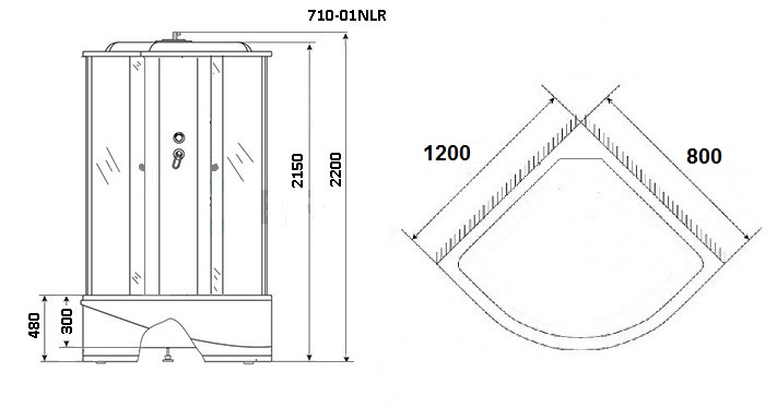 Душевая кабина Niagara NG-710-01LN 120x80 стекло прозрачное, белая полоса