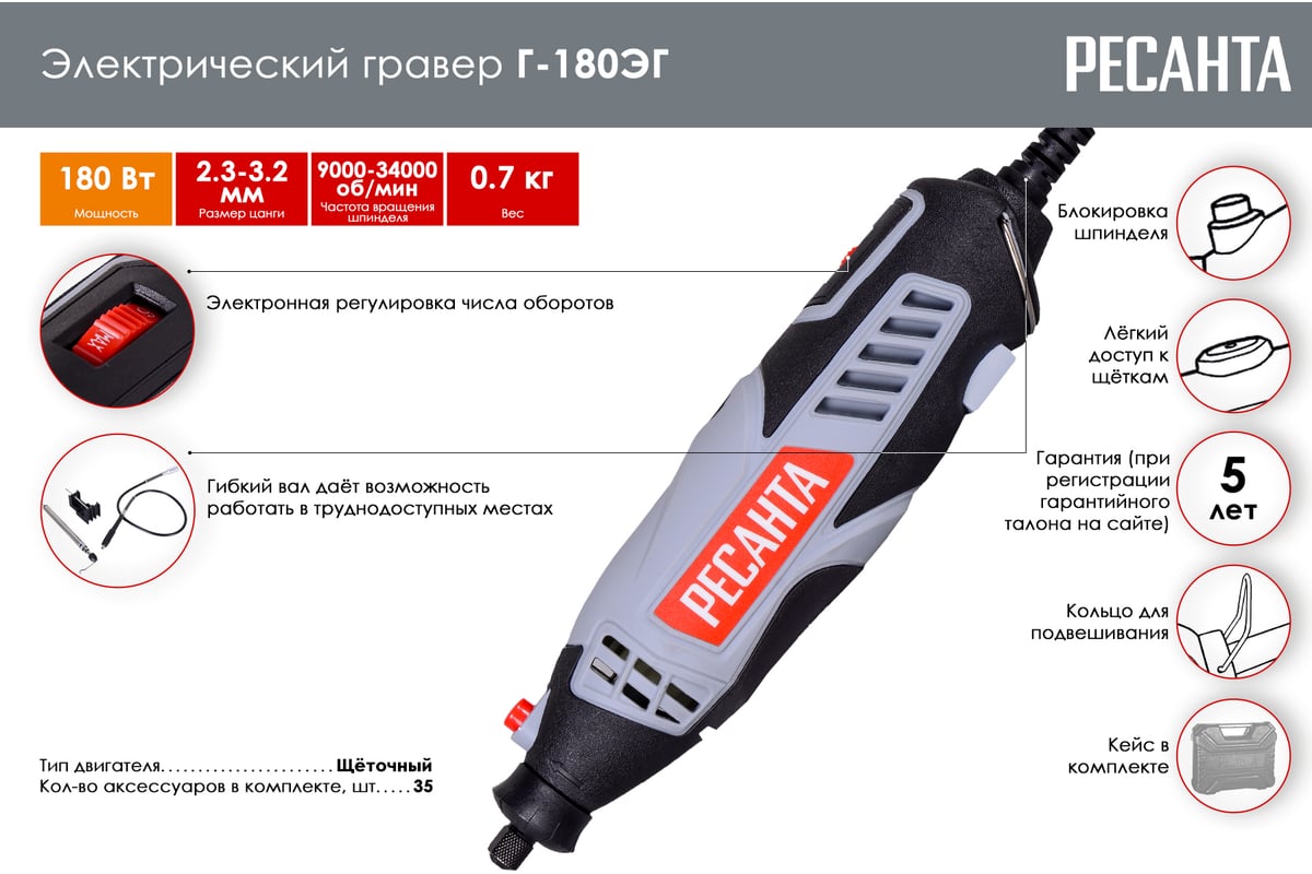 Электрический гравер Ресанта Г-180ЭГ 75/4/1