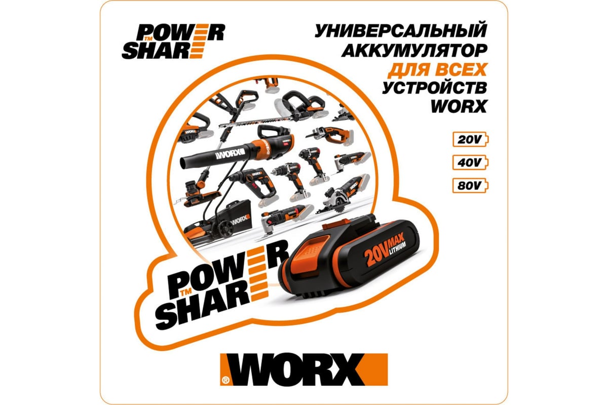 Зарядное устройство (20В; 2Aч) Worx WA3880