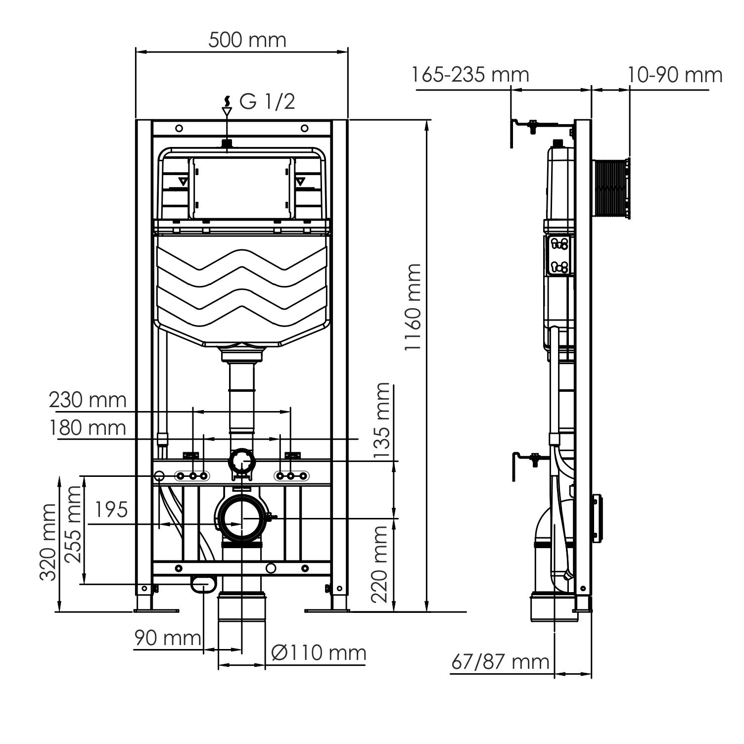 Инсталляция для унитаза WasserKRAFT Aller 10TLT.010.ME.BN01 с клавишей, никель