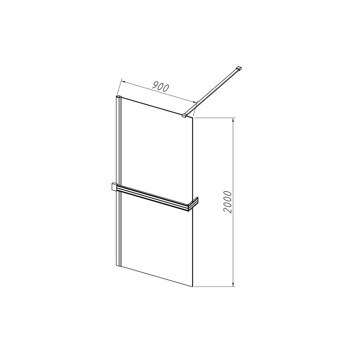 Душевая перегородка Vincea Walk-In VSW-4HR900CLB 90x200 черный, прозрачное