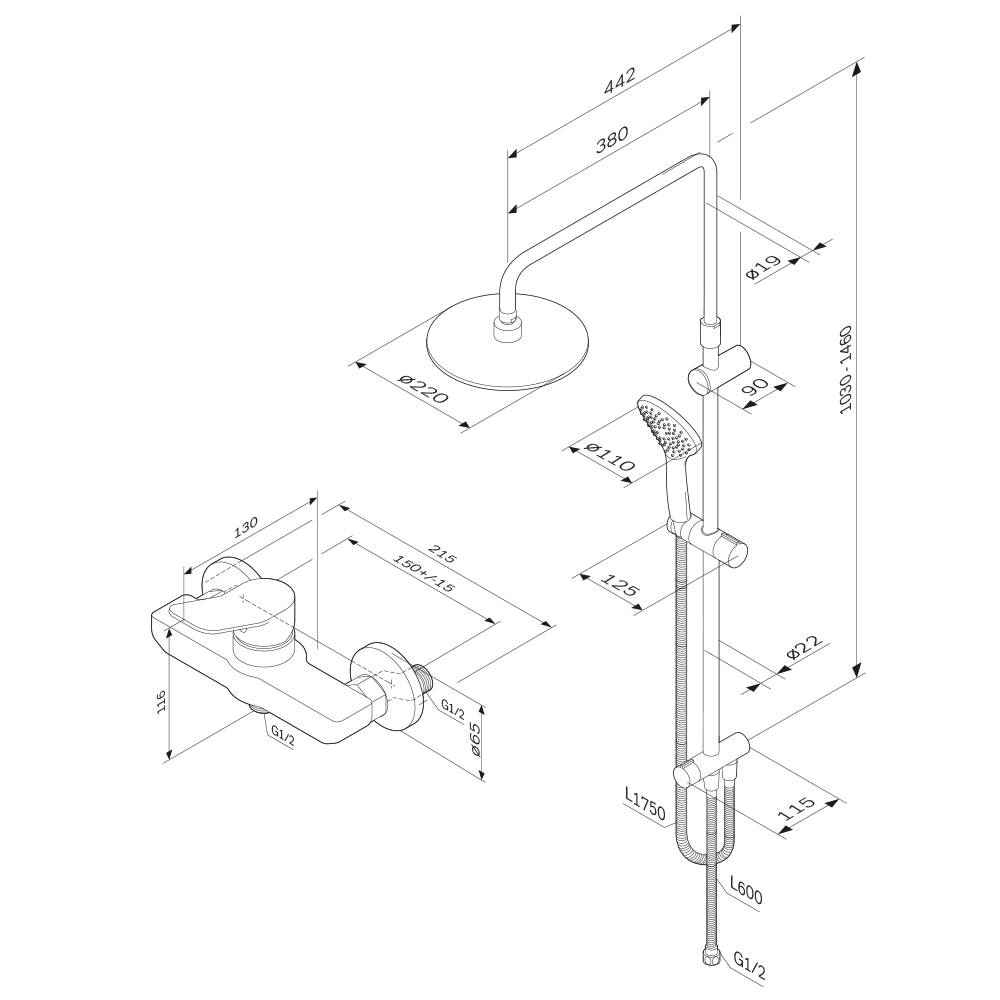 Душевой набор AM.PM X-Joy F43885A24 белый