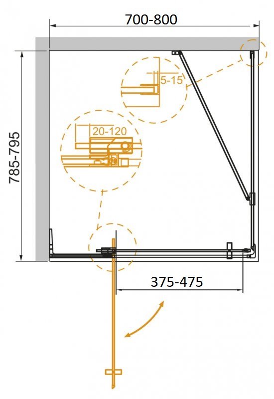 Душевой уголок Cezares Slider SLIDER-AH-1-80-70/80-BR-BORO 80x70/80 бронзовое, брашированное золото