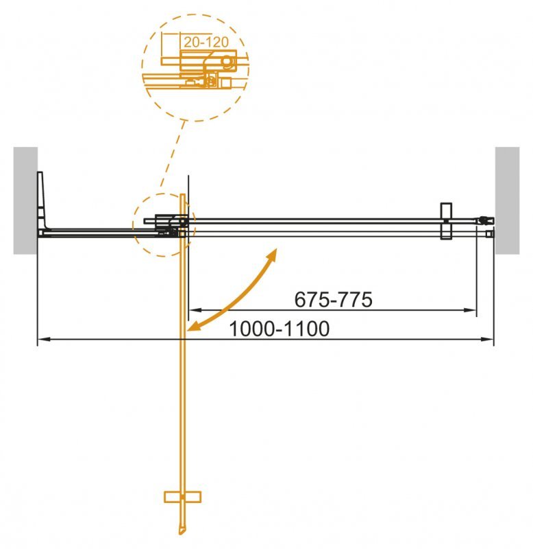 Душевая дверь Cezares SLIDER-B-1-100/110-C-GM 100/110x195, прозрачная, оружейная сталь