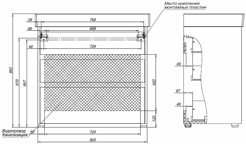 Мебель для ванной Aquanet Nova Lite 85 см, 3 ящика дуб рошелье