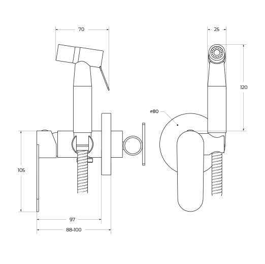 Смеситель Cezares STYLUS-DIF-BORO с гигиеническим душем, брашированное золото