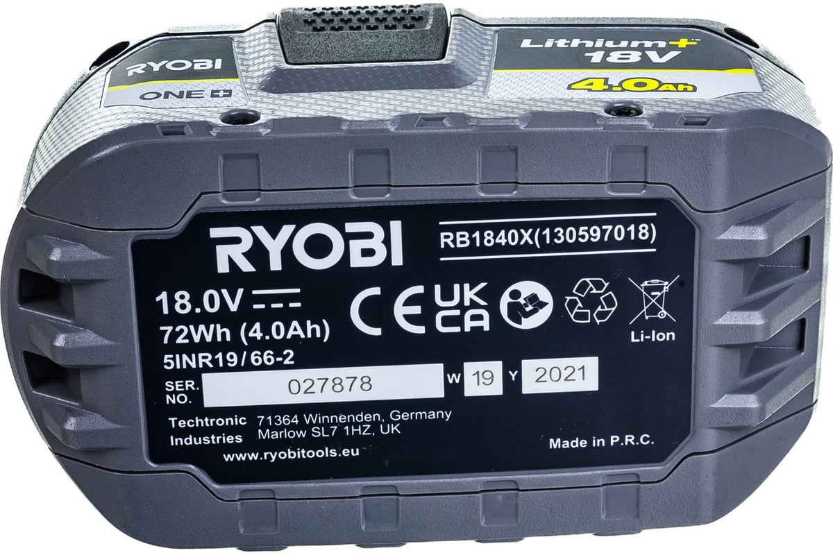 Аккумулятор Ryobi ONE+ RB1840X (18 В; 4 А*ч; Li-ion) 5133005053