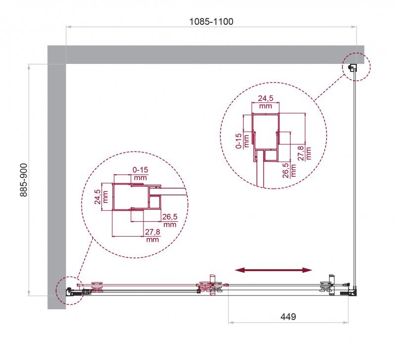 Душевой уголок BelBagno LUCE-AH-1-110/90-C-Cr 110x90 прозрачный, хром