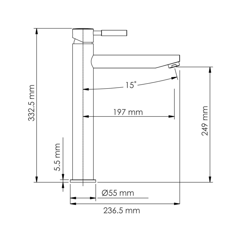 Смеситель для раковины WasserKRAFT Gollach 3303H, черный матовый