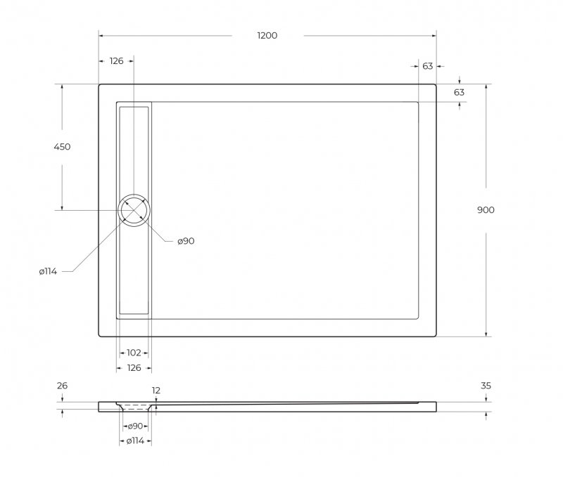 Поддон для душа BelBagno Due TRAY-BB-DUE-AH-120/90-4-W0 120x90 белый