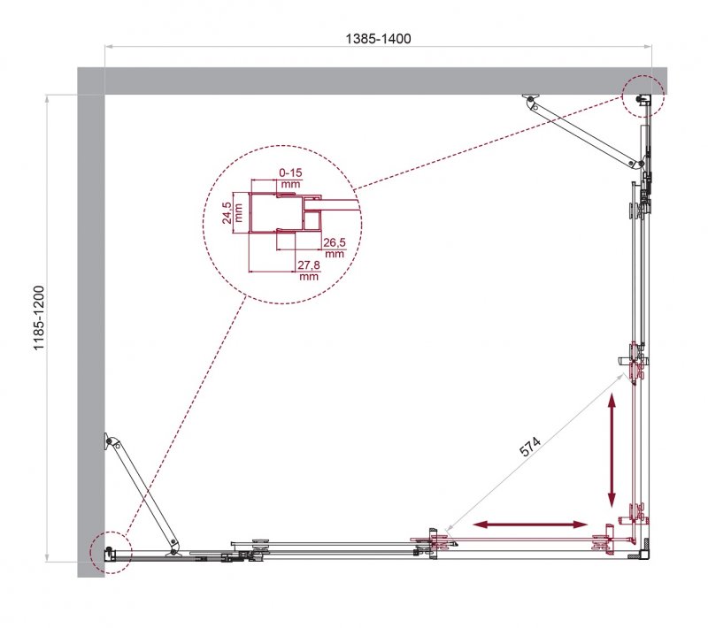 Душевой уголок BelBagno LUCE-AH-22-140/120-C-Cr 140x120 прозрачный, хром