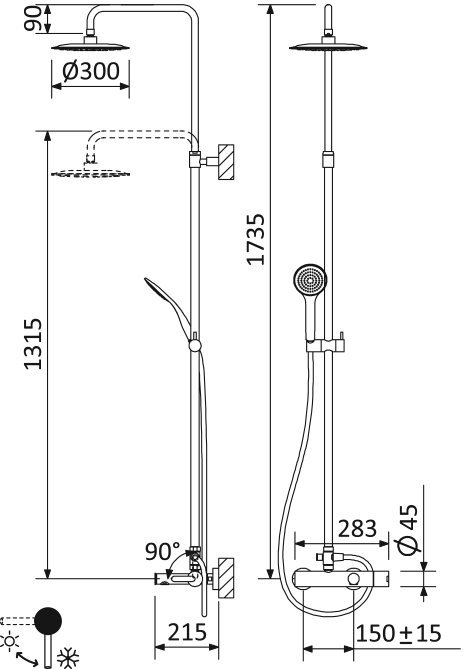 Душевая стойка Cezares LEAF-CVDA-30-L-01 хром