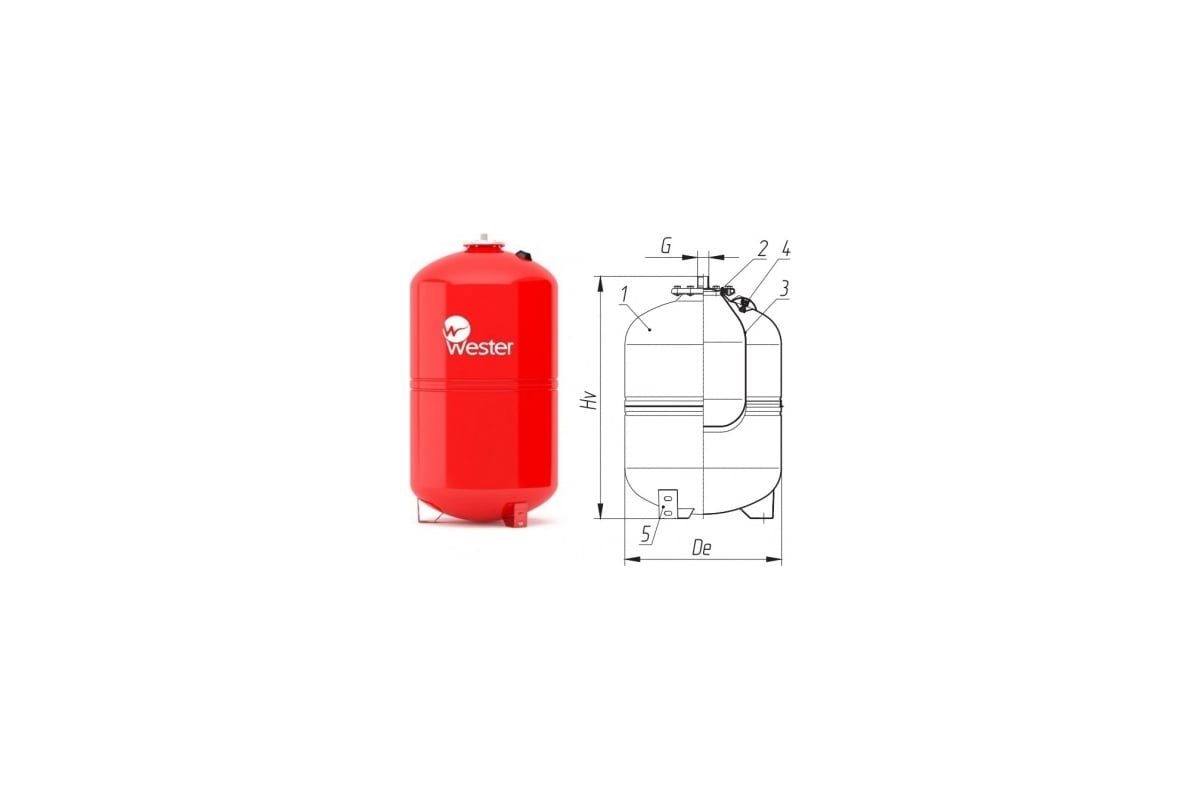 Мембранный бак для отопления Wester WRV 150 0-14-0160