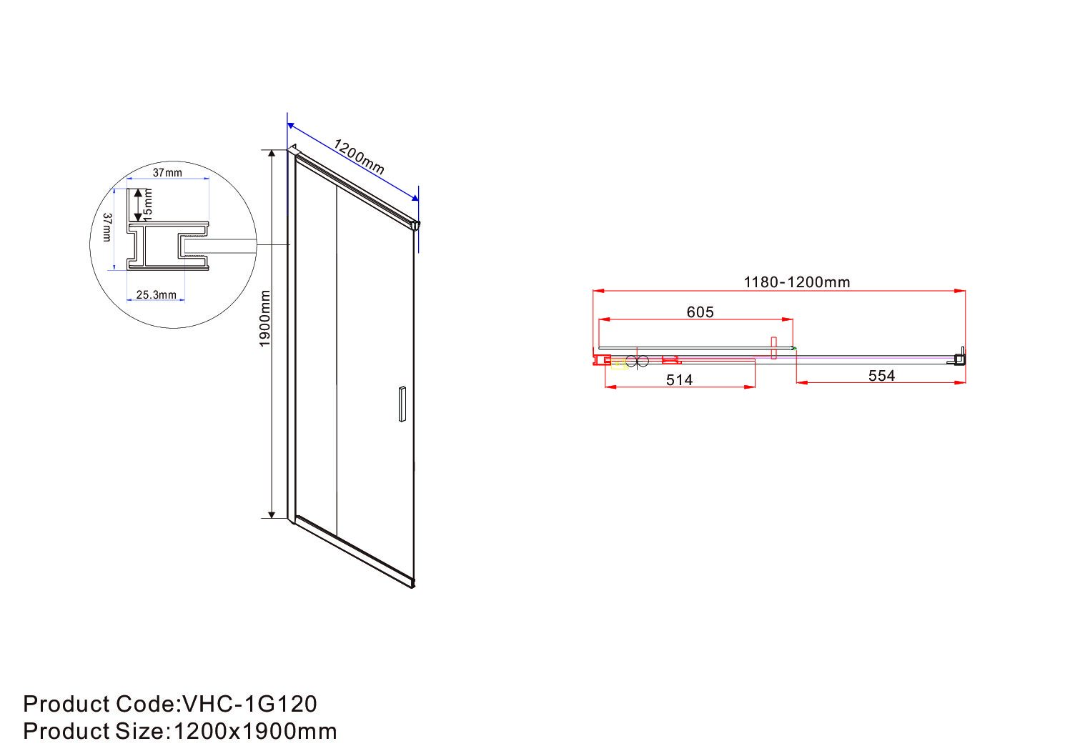 Душевой уголок Vincea Garda VSS-1G1012CLB 120x100 черный, прозрачное