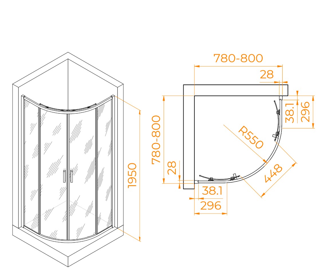 Душевой уголок RGW Passage PA-52 80x80 прозрачное, хром 03085288-11