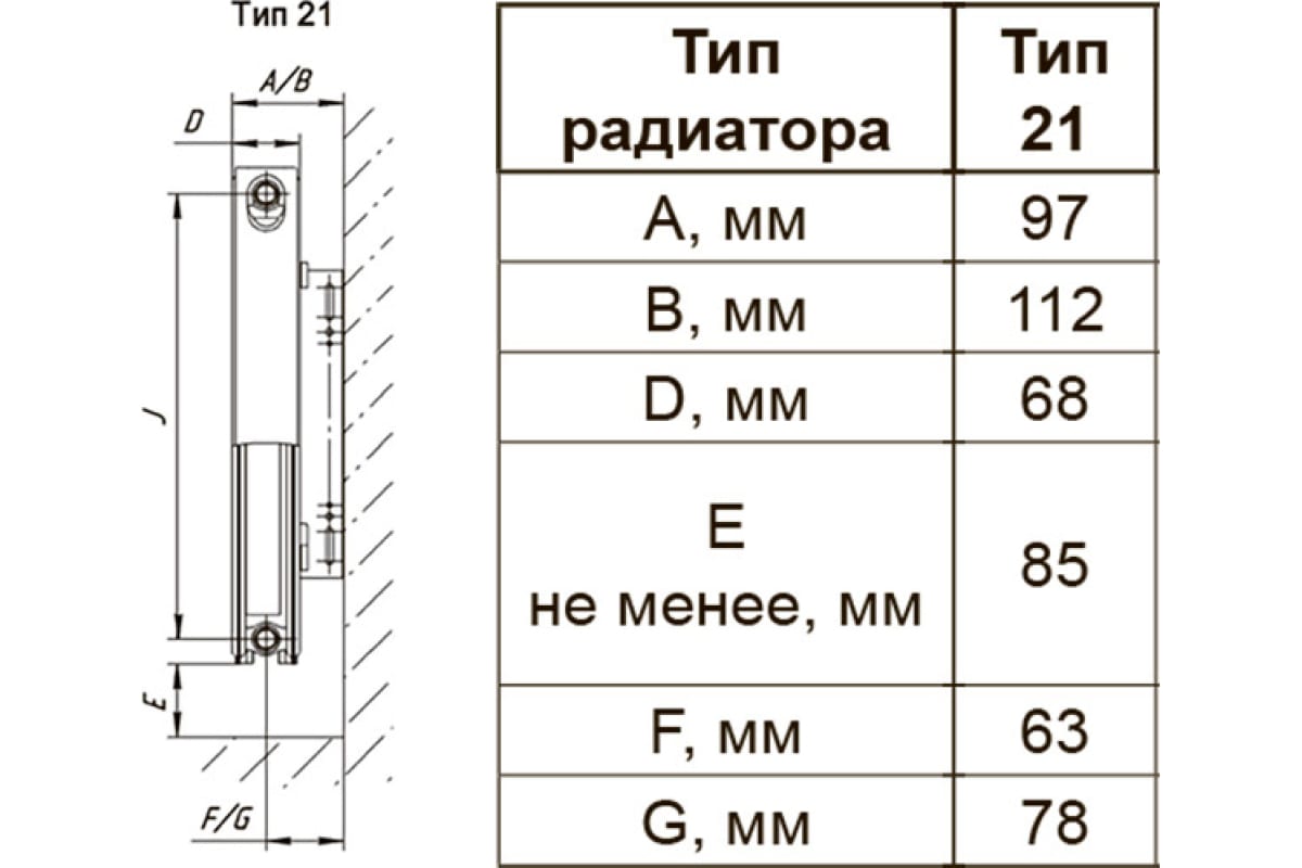 Отопительный стальной панельный радиатор Primoclima тип vc21 в500, д500 VC21 500Х500