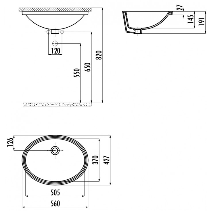 Раковина Creavit TP216-00CB00E-0000 56 см (37x51)