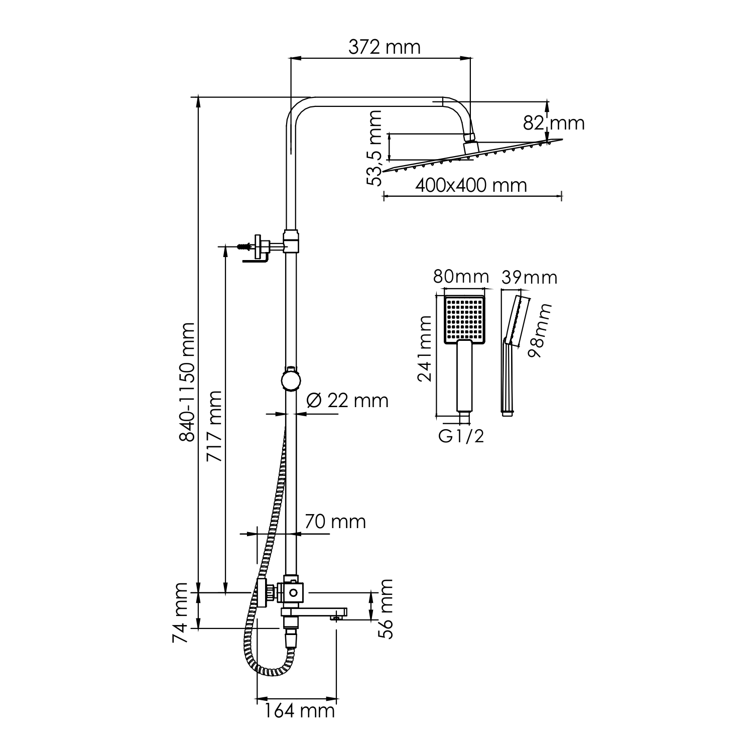 Душевая стойка WasserKRAFT A199.119.141.010.CH Thermo с термостатом, хром