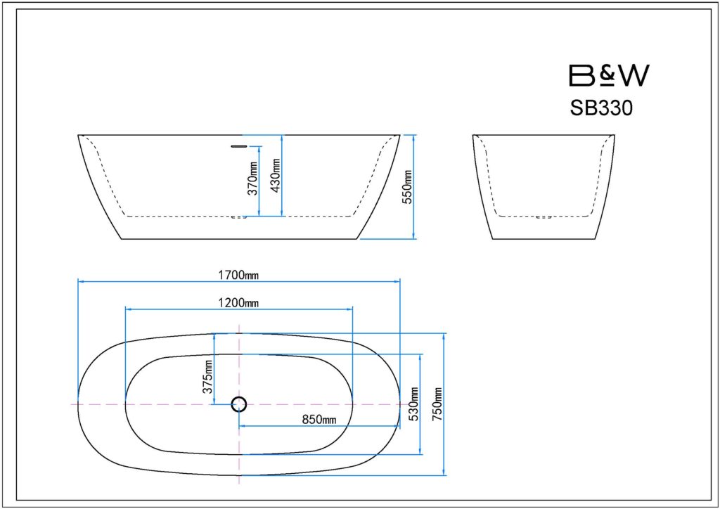 Акриловая ванна Black&White Swan SB330 Grey 170x78 серый