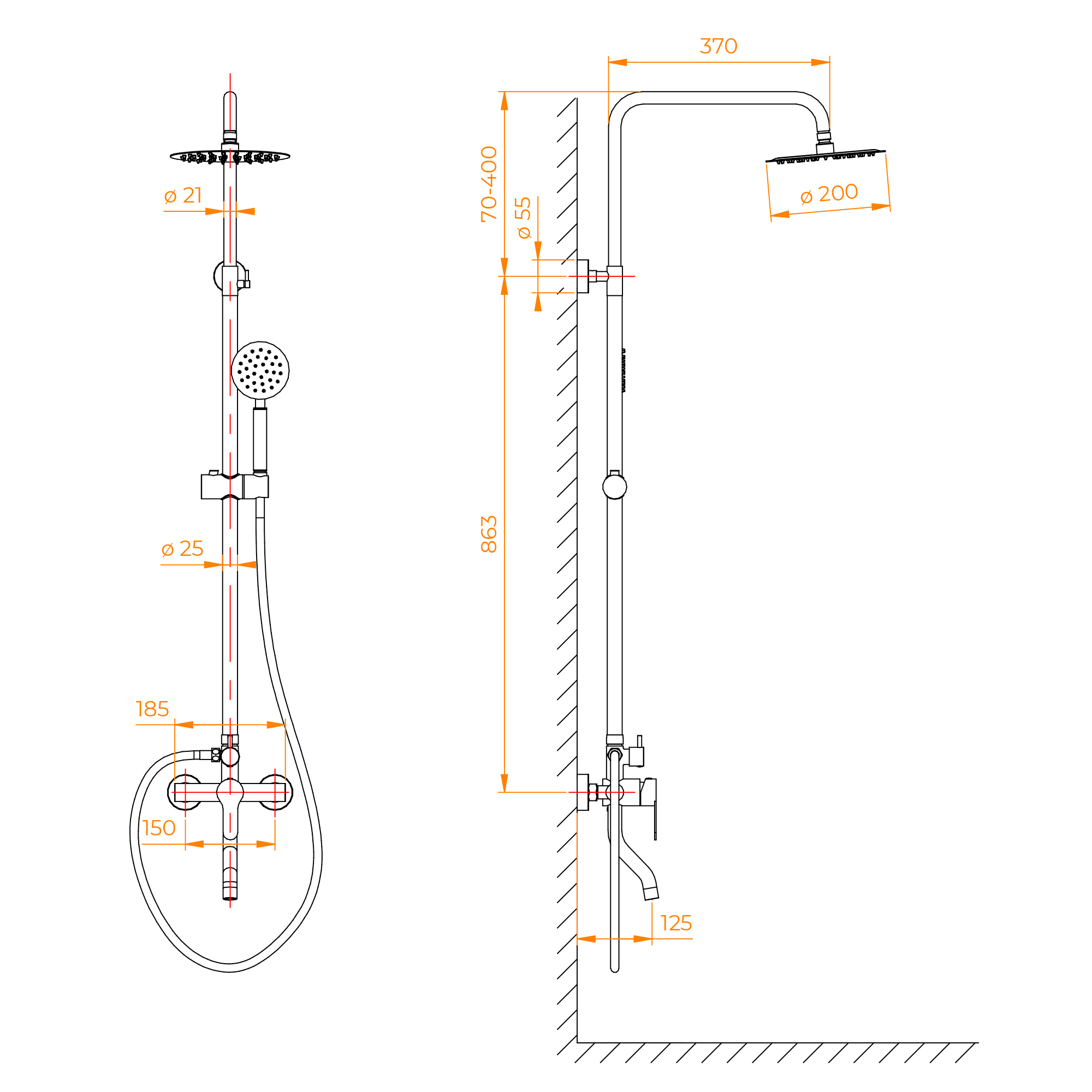 Душевая стойка RGW Shower Panels SP-24B черный 59140124-04