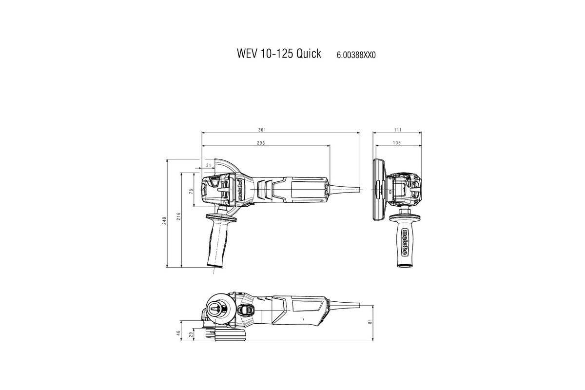 Угловая шлифмашина Metabo WEV 10-125 Quick 600388950