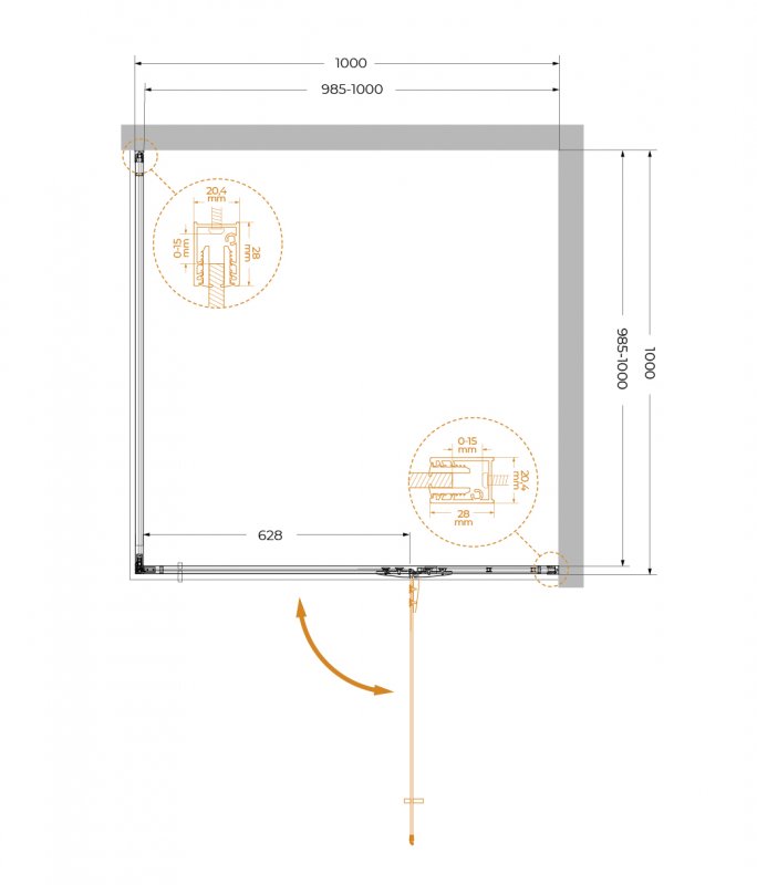 Душевой уголок Cezares Liner 100x100 прозрачный, хром LINER-A-1-100-C-Cr-R