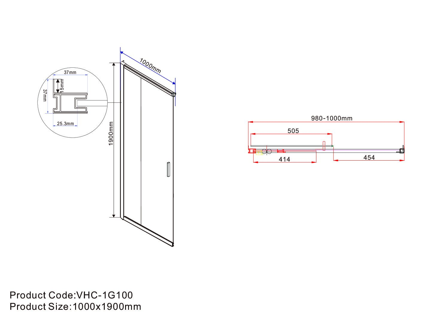 Душевой уголок Vincea Garda VSS-1G9010CLG 100x90 брашированное золото, прозрачный