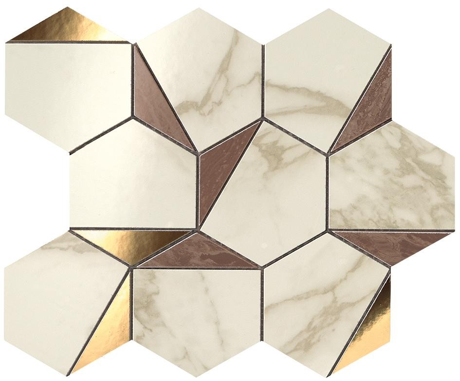 Мозаика Atlas Concorde Marvel Edge Gold Hex Brown-Calacatta 25,1x29 см, 9EHB