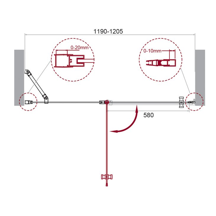 Душевая дверь BelBagno ETNA-B-12-60/60-C-Cr 120x195 прозрачная