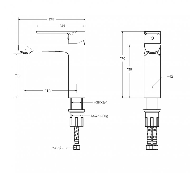 Смеситель для раковины Cezares STYLUS-LS-NOP черный матовый