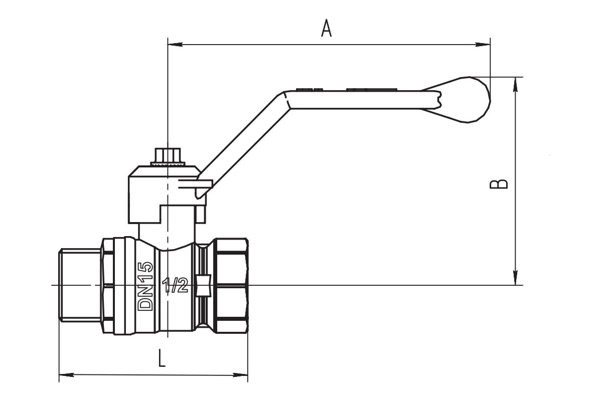 Шаровой кран LD Pride 47.40.B-Н.Р латунный, внутренняя/наружная резьба, ручка-рычаг, 1 1/2" LD 47.303.40