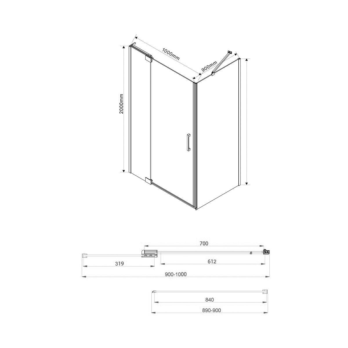 Душевой уголок Vincea Extra VSR-1E901090CLGM 90/100x90 вороненая сталь, прозрачное