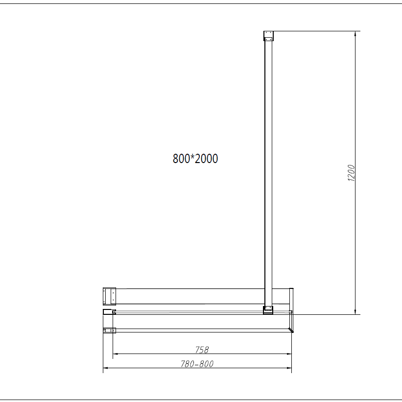 Душевая перегородка Vincea Walk-In VSW-4HR800CLB 80x200 черный, прозрачное