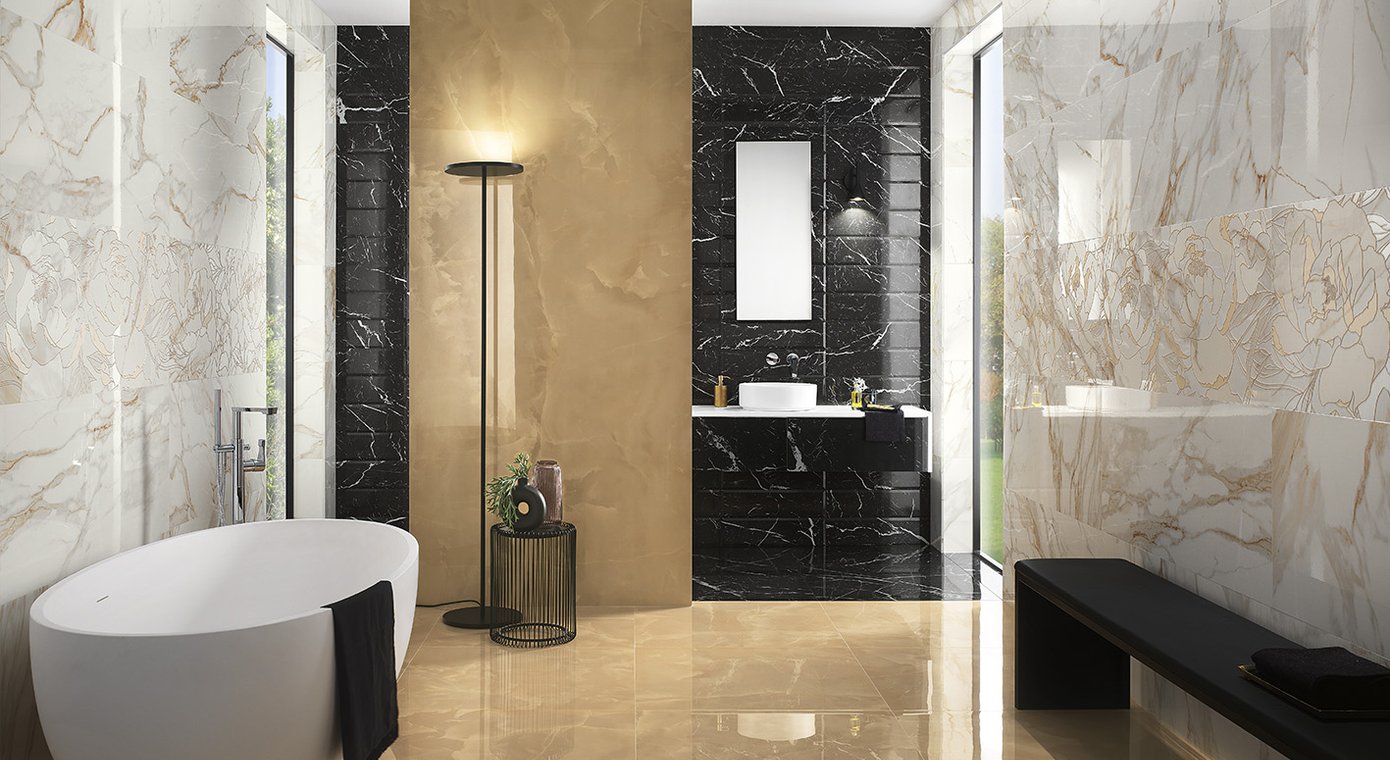 Керамогранит Fap Ceramiche Roma Gold Nero Elegante Brill 60x120 см, fPZ3