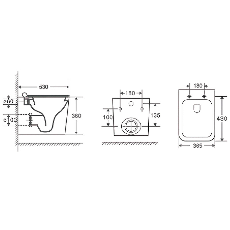 Комплект D&K Quadro DS1511606 унитаз DT1516016, инсталляция DI8055119, кнопка DB1519001 хром