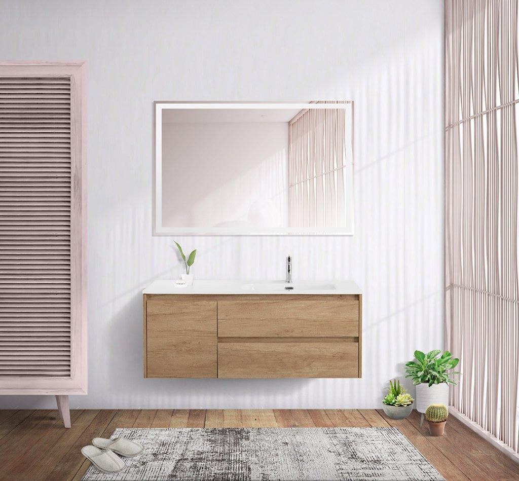 Тумба с раковиной BelBagno Kraft 100 см, 2 ящика, 1 дверца, правая Rovere Nebrasca Nature