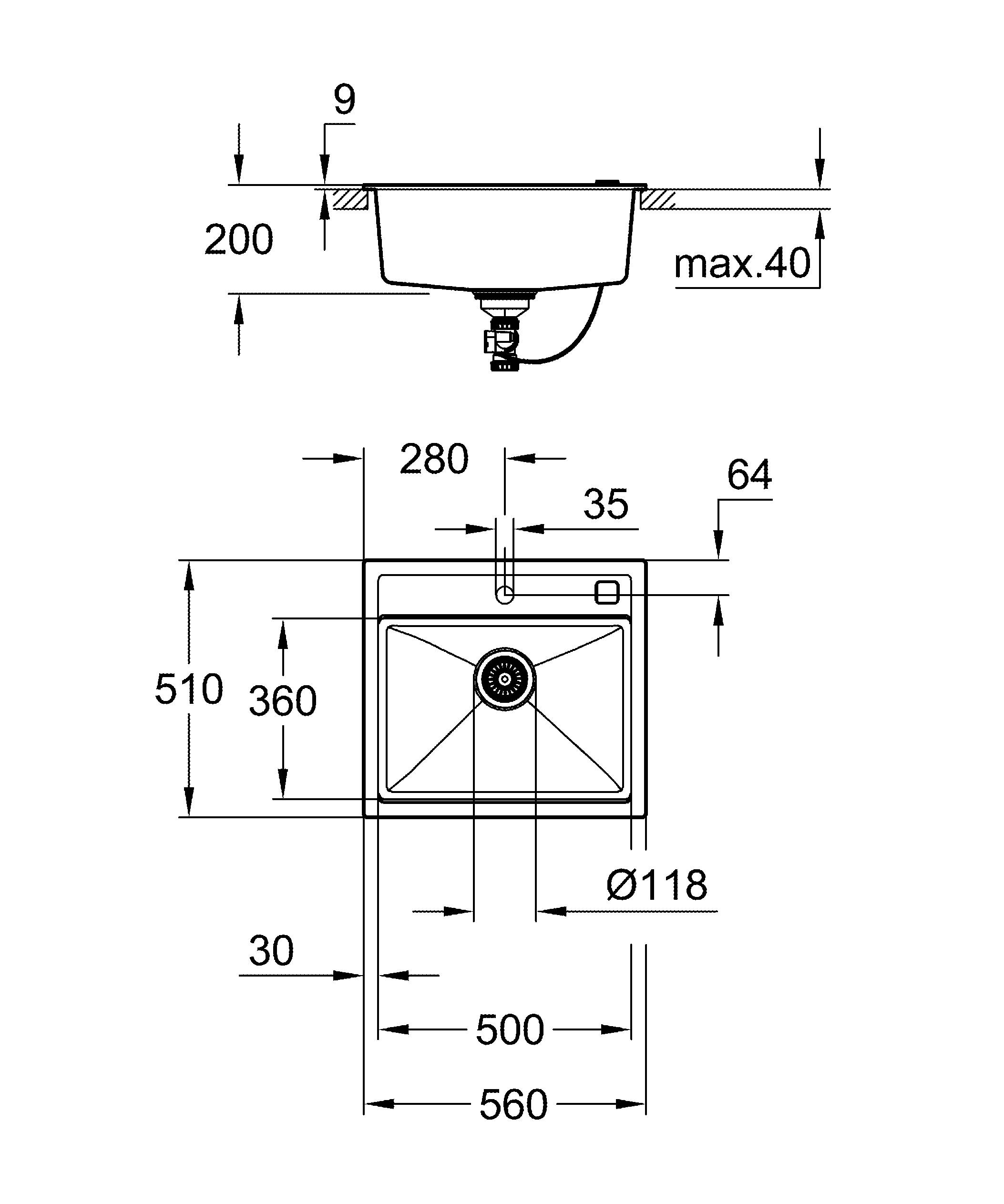 Кухонная мойка Grohe K700U 31651AT0 56 см серый гранит