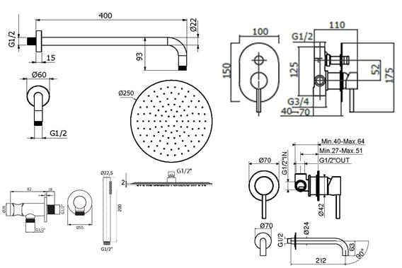 Душевой набор Plumberia IXO KITXO15BO210 белый матовый