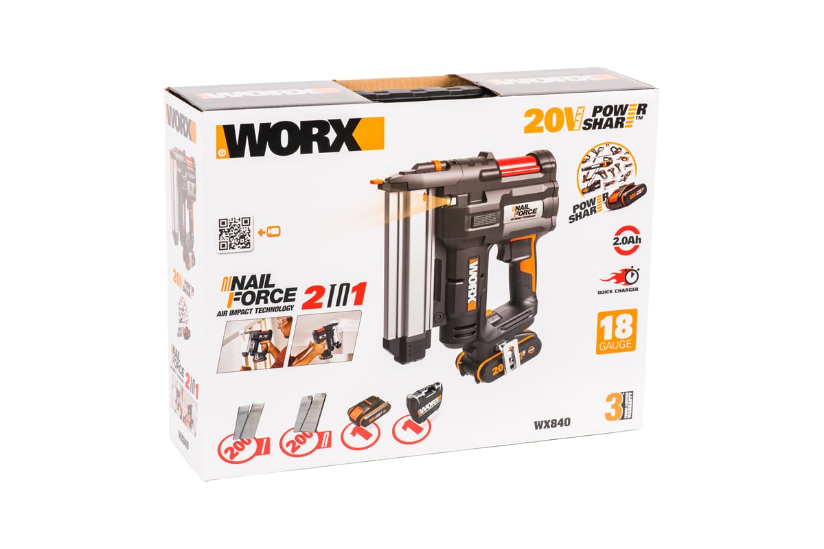 Аккумуляторный гвозде-скобозабиватель Worx WX840