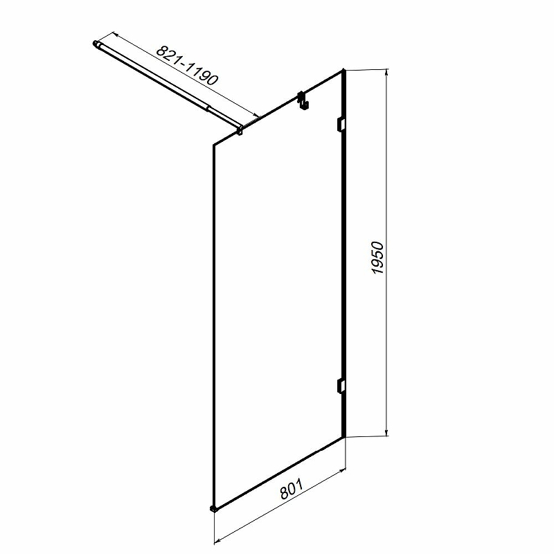 Душевая перегородка Am.Pm X-Joy W94WI-80-F1-BTE 80x195 черный матовый, прозрачное