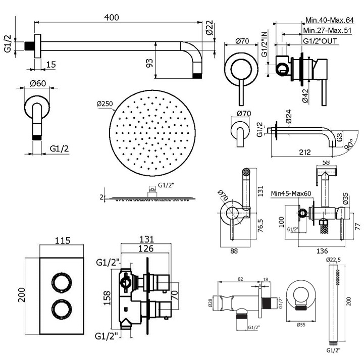 Душевой набор Plumberia IXO KITZXOT18QCR210 хром