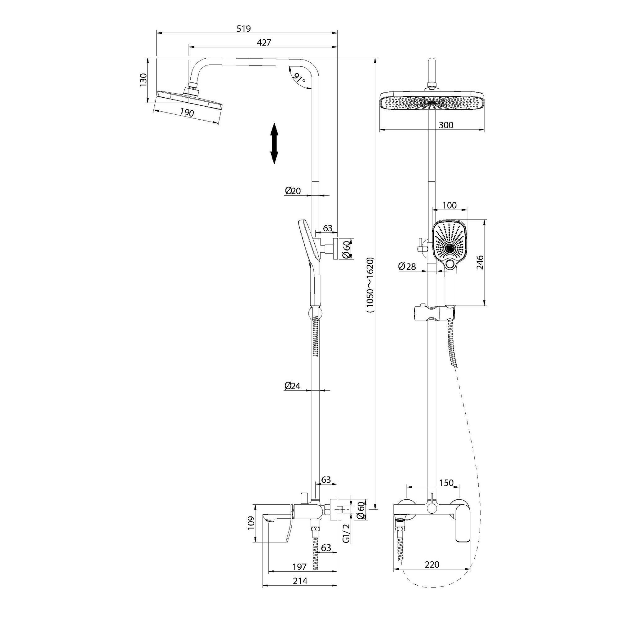 Душевая стойка Grossman Advans 500.K35.09.210 черный матовый