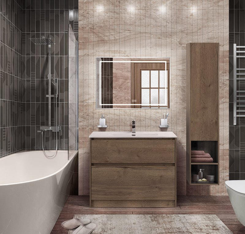 Мебель для ванной BelBagno Kraft 100 см напольная Rovere Tabacco