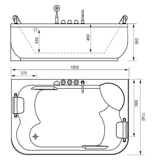 Акриловая ванна Gemy G9085 K R 180x116 см